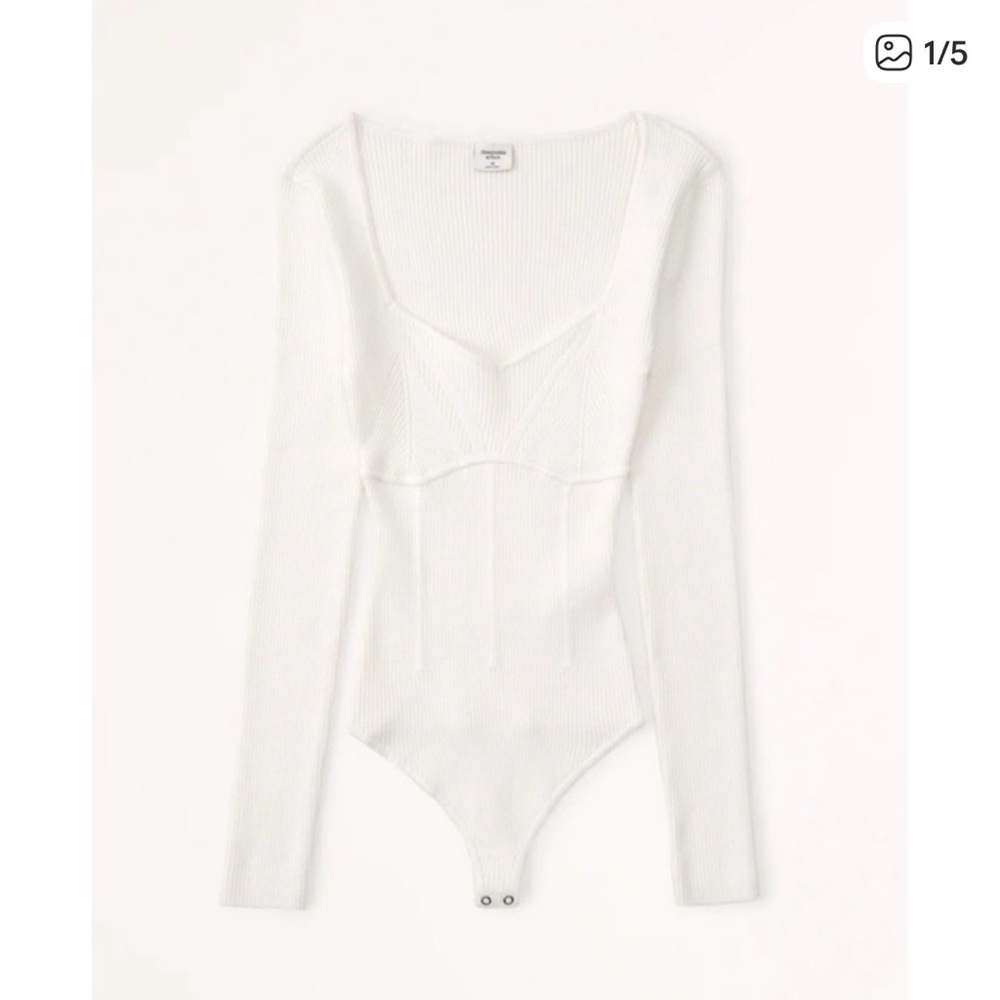 Abercrombie Corset Sweetheart Sweater Bodysuit in white